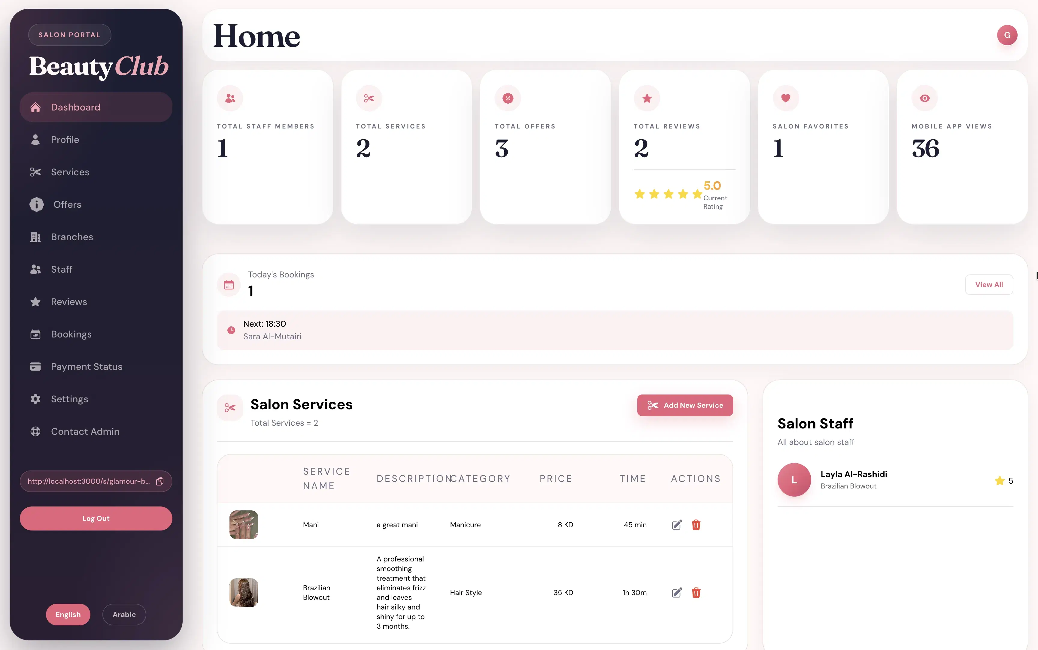 Salon Dashboard